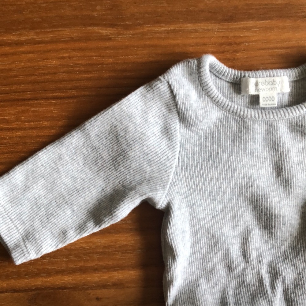 Purebaby Light Grey Ribbed Bodysuit